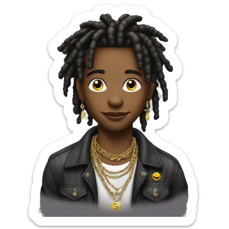 young hustler with dread lock hair with lots of money in both hands wearing jewelry chain sticker