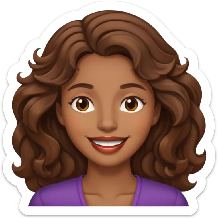 Make a Women with Brown Eyes, and Brown wavy hair, smile but with mouth closed sticker
