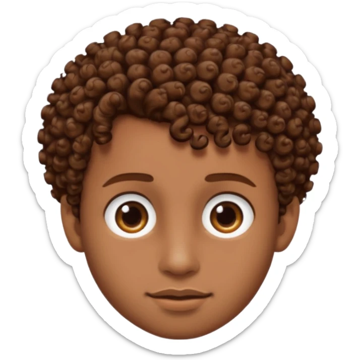 Create an emoji of YouTuber DavidMC's face - he has hair with short sides but a curly top, it is brown sticker
