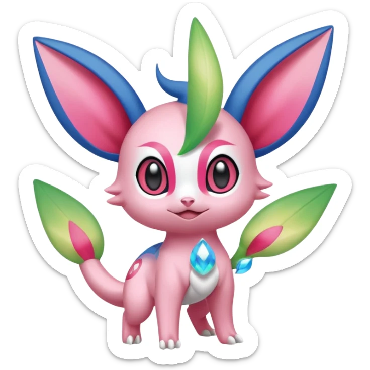  Fey Toony Axew-Celebi-Sylveon-Shaymin-fusion-hybrid sticker
