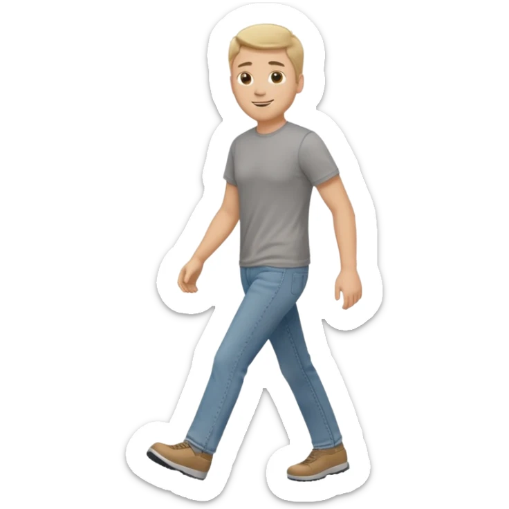 White male walking to the left full body in jeans and grey t-shirt sticker