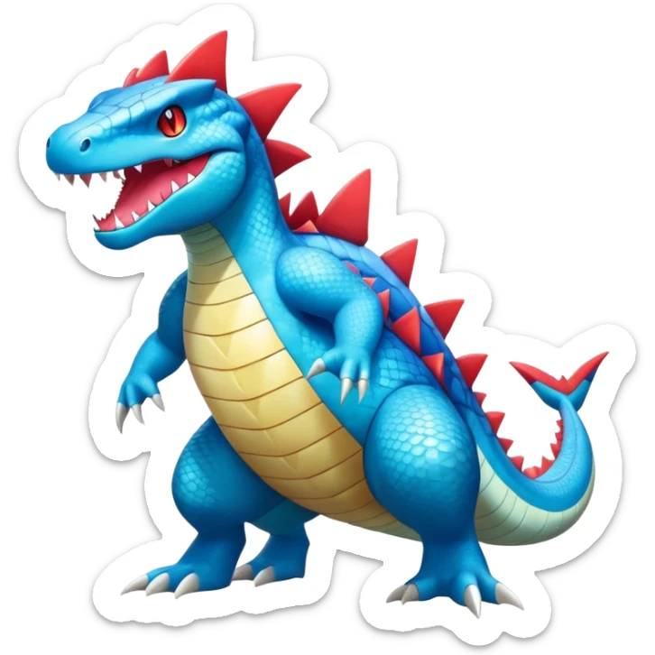 Shiny Exotic Colorful epic Gabite-Salamence-Koraidon-Feraligatr-Fakémon-hybrid-creature (full body)  sticker