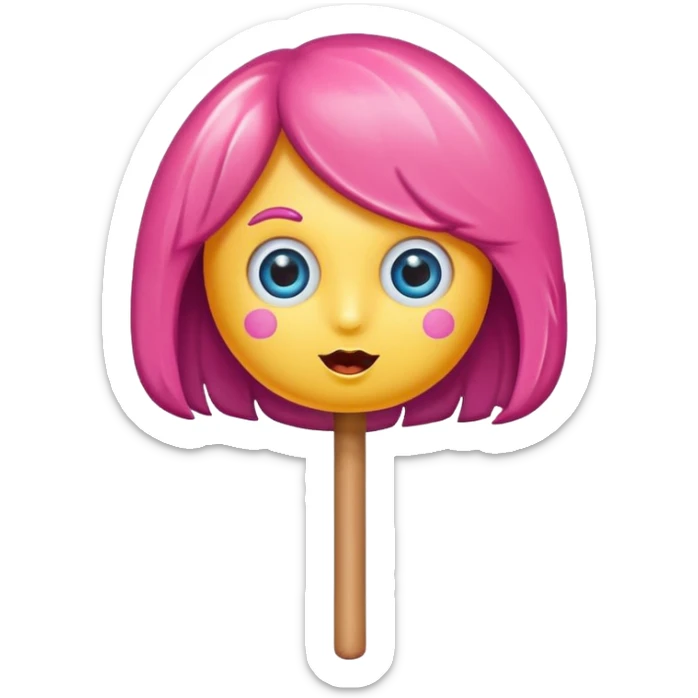 cute lollipop with eyes and hair and charactarized like cartoon but doesnt look like human sticker