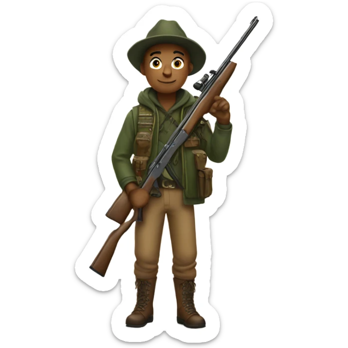 Hunter with rifle for new year sticker