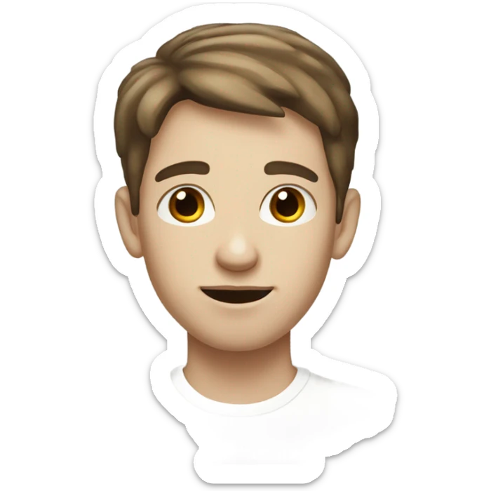 Small-eyed small-nosed young man with white skin and brown hair sticker