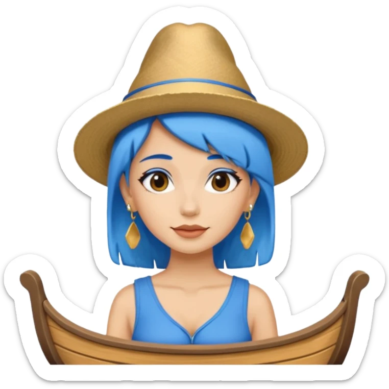 venice gondolier woman fat earring wearing blue hair sticker