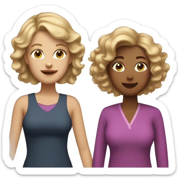 Mom with straight blonde hair and her adult daughter with curly brown hair sticker