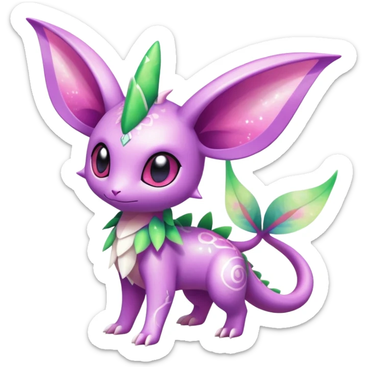 Shiny Exotic Cute Adorable Majestic Ethereal Sparkly Flygon-Espeon-Meganium-Shaymin-Hybrid-Creature with pattern-markings sticker