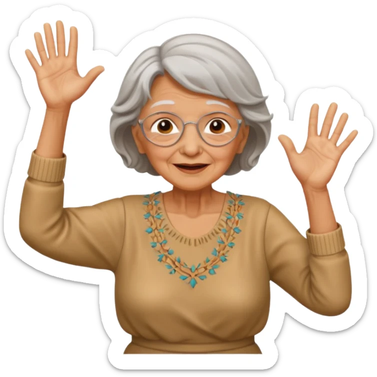 Old lady hands up raise the roof dancing  like she doesn’t care  sticker