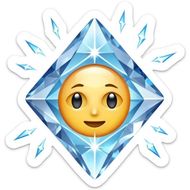 "Brilliant diamond crystal with electric energy crackling around it, spiritual power gem, no people, clean emoji style" sticker