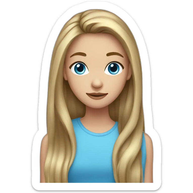 a teenager girl with long dark blond hair,tied hair, blue eyes sticker