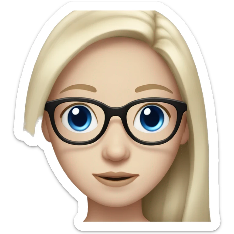 Pale skin girl with long brown hair and blue eyes in glasses  sticker