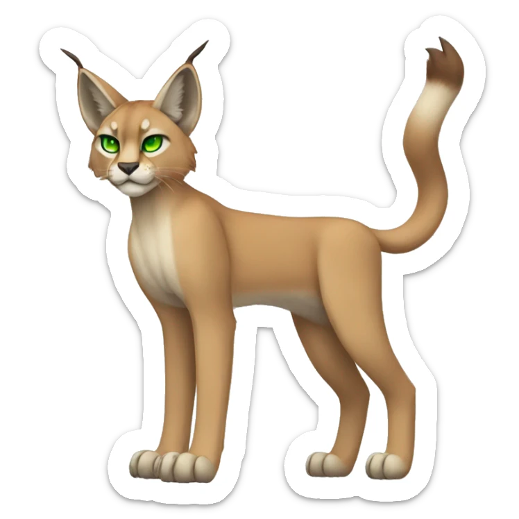 Lynx-Caracal-Fakemon-hybrid with orange points, green eyes brown toes, and short tail, full body sticker