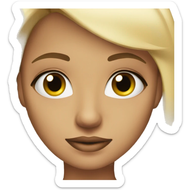 A blonde girl with brown eyes, dressed luxuries, straight hair and make it like Bad gyal sticker
