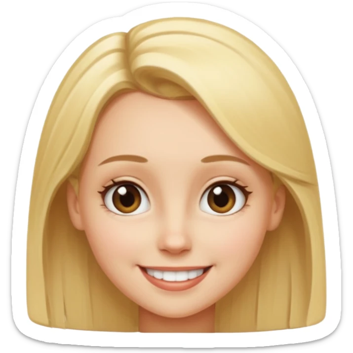 An emoji of a blond girl with a VERY VERY VERY big forehead sticker