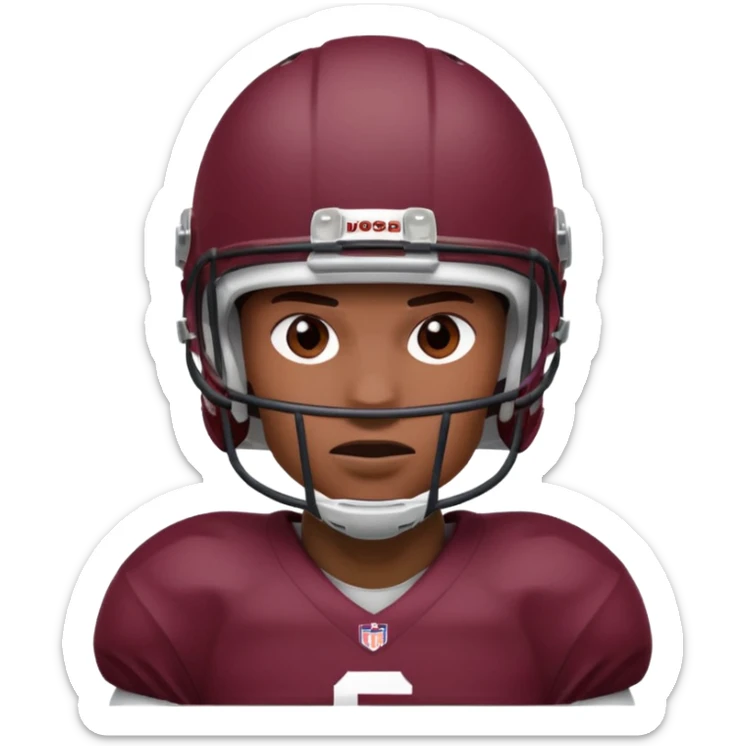 college football player Maroon color ( face and Helmet ) sticker