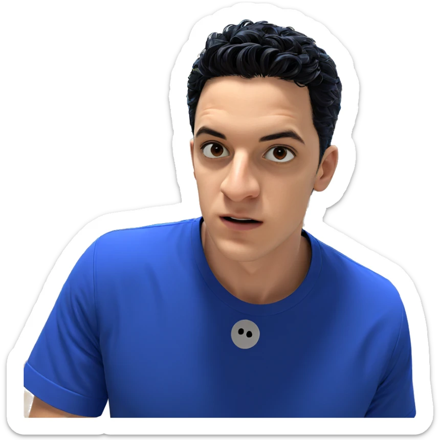 young man in blue shirt sticker