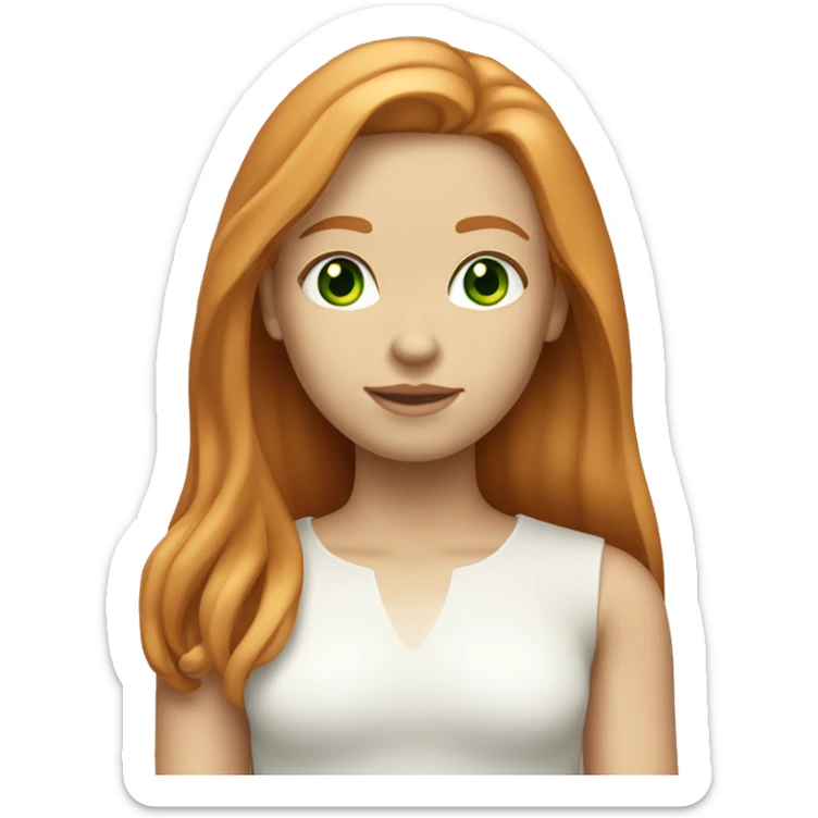 A ginger girl with green eyes and shoulder length straight hair light skin tone  sticker