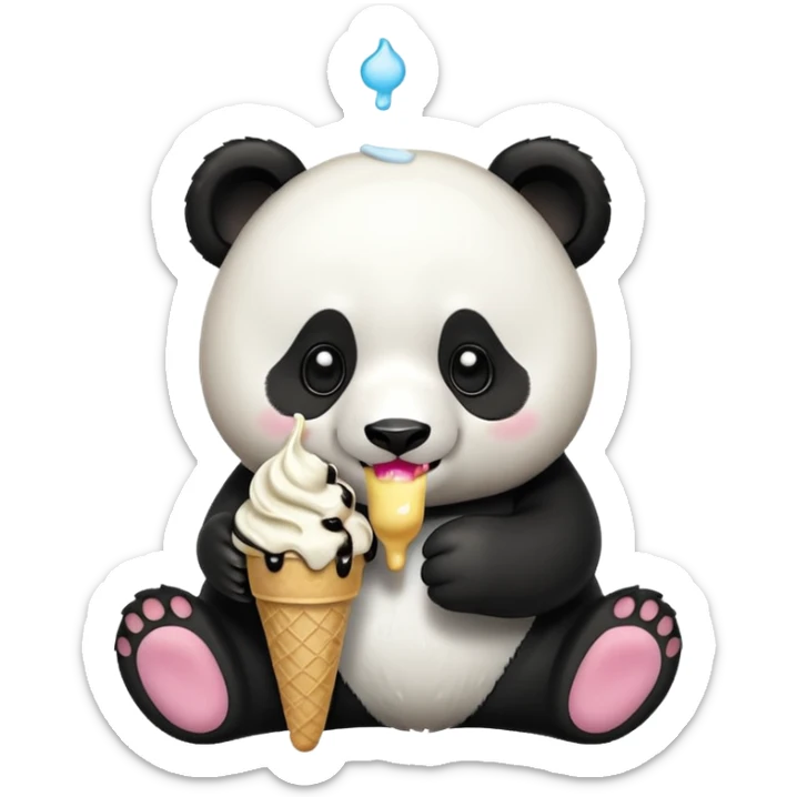 Panda eating ice cream sticker