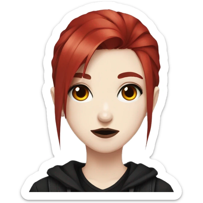 anime style red hair punk girl dark clothes dark makeup  sticker