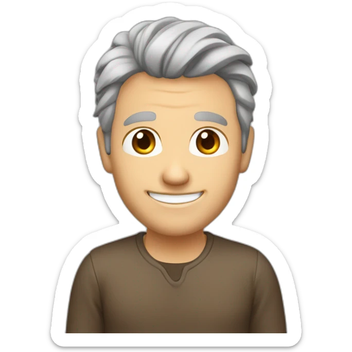 Man 40 years brown hair, some grey hair on the sides, skin very light brown, tall , smiling , thumb up sticker