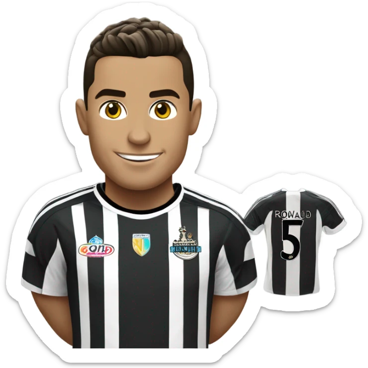 Cristiano Ronaldo wearing 24/25 Newcastle united home kit sticker