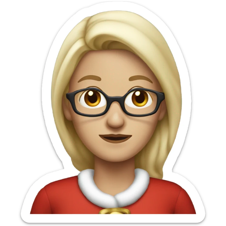 blonde middle aged woman with brown eyes dressed as santa claus sticker