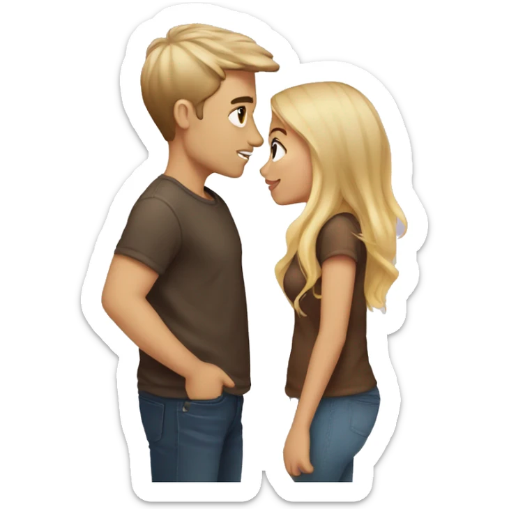Girl with blonde ombré hair kissing a guy with brown hair  sticker