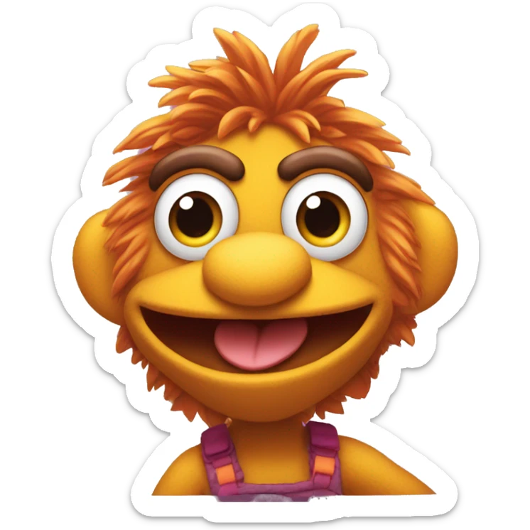 Attractive with adorable huge eyes  Detailed image of  fraggle rocks hot muscle trainer sunset colored sticker