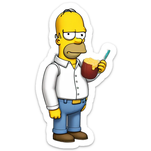 Homer Simpson, qui tient le diplôme du bac dans les mains et qui tire une tronche sticker
