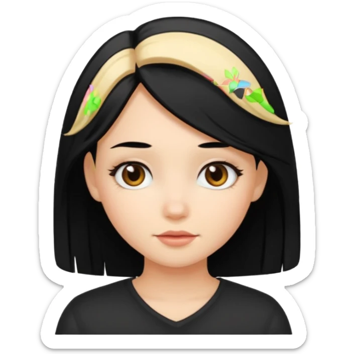 girl with black hair and blonde at the end of the hair  sticker