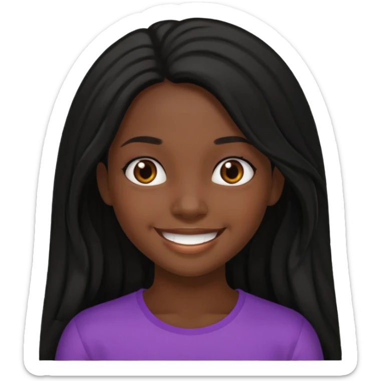 Black  girl black long hair sticker