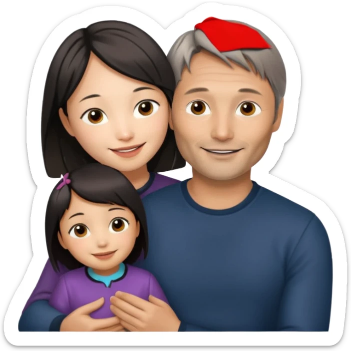 mads mikkelsen holds asian girl by the girl  sticker