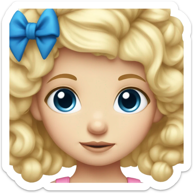 blonde toddler girl with big blue eyes and a huge bow on head sticker