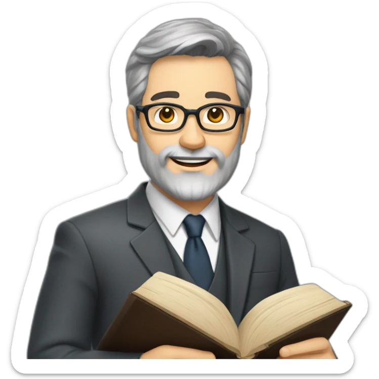 husband classy caucasian dark gray hair trimmed beard wearing business suit holding bible, with wife asian age 55 dark hair nurse uniform, no children sticker