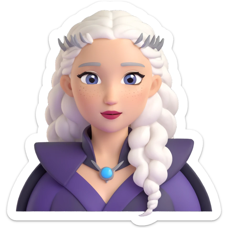 Mother of Dragons Daenerys Targaryen with silver hair, upper body sticker