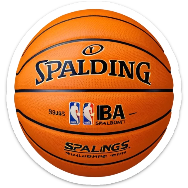 Minimalist basketball in classic orange color with small Spalding and NBA logos sticker