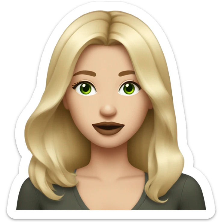 long blonde hair green eyes pretty girl big lips showing haircut  sticker