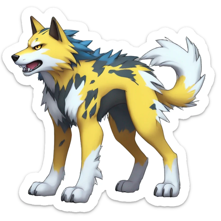 Cool Edgy Colorful Digimon-Fakemon-Wolf with edgy markings full body sticker