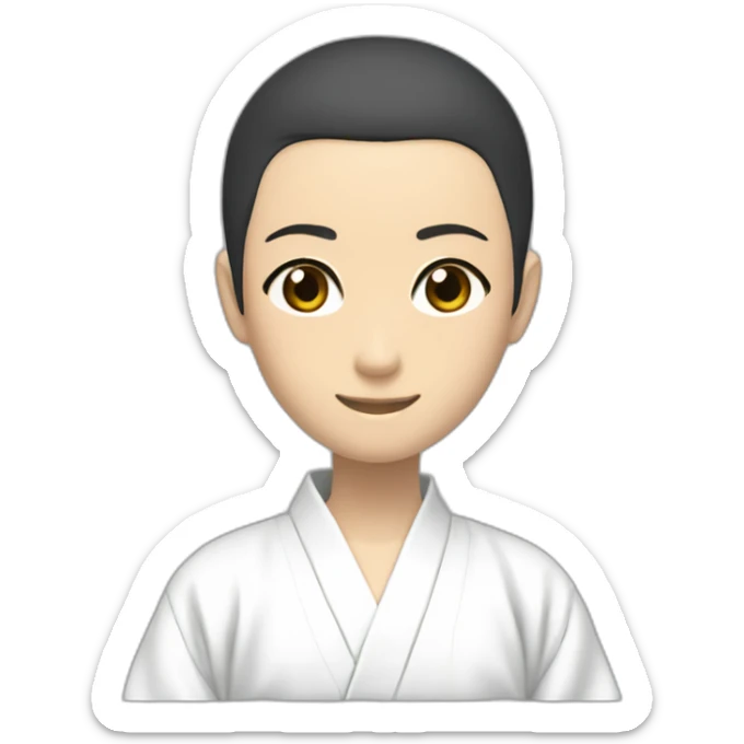 aikido stand up no hat black hakama white jacket very short hairhair sticker