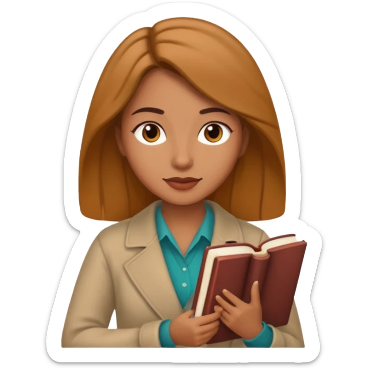 An emoji of a woman, a writer, aspiring novelist, with a book, a novel and storyteller sticker