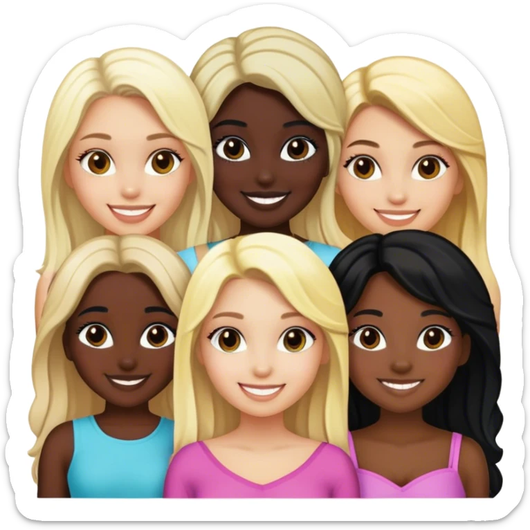 One black girl one white blonde girl and two Latinas sticker