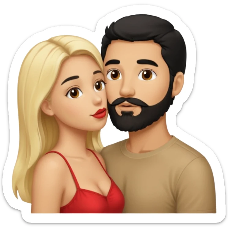 Puerto Rican man black hair beard with southern blonde girl kissing  sticker