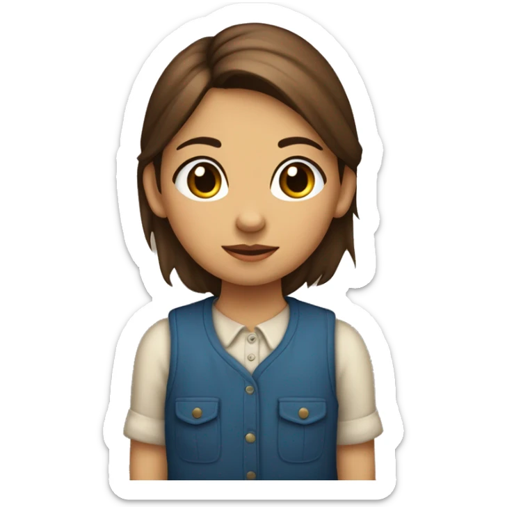 niña pelirroja con pelo mediano con pecas ojos marrones y un saco azul sticker