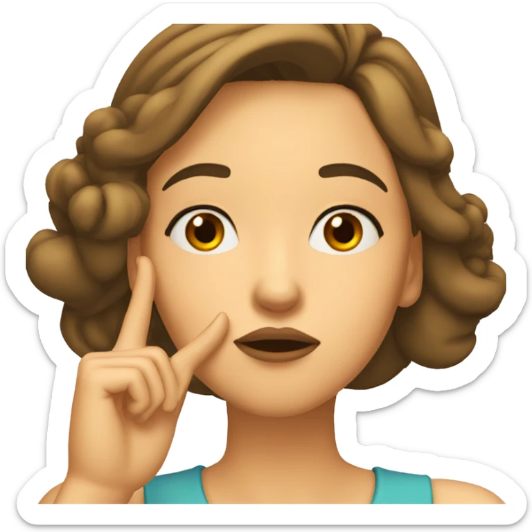 Woman whistling with her thumb and finger in mouth, slanted eyebrows, closed eyes sticker