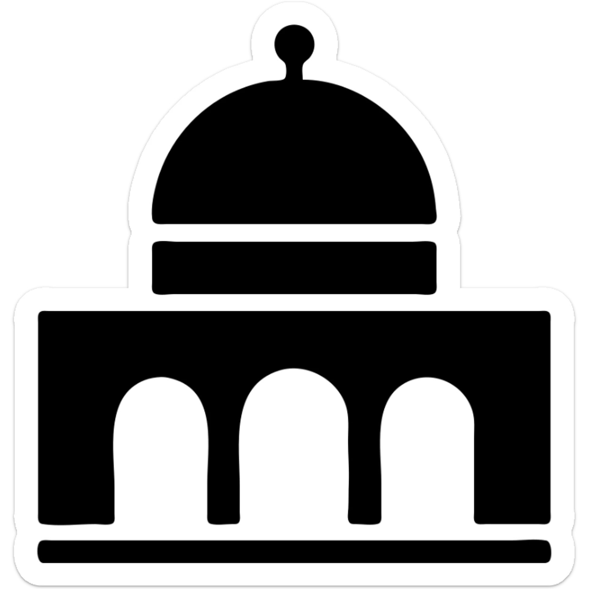 Al-Aqsa Mosque in Palestine, minimalist flat icon, focus on golden dome and arches, simple color palette sticker