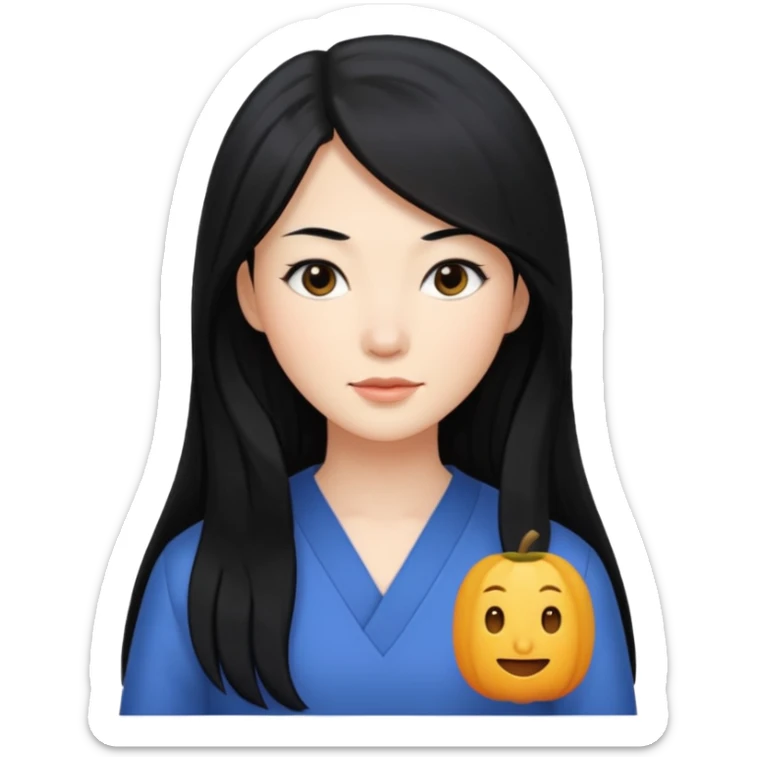 Que sea una mujer blanca pelo negro y largo y medio achinada sticker