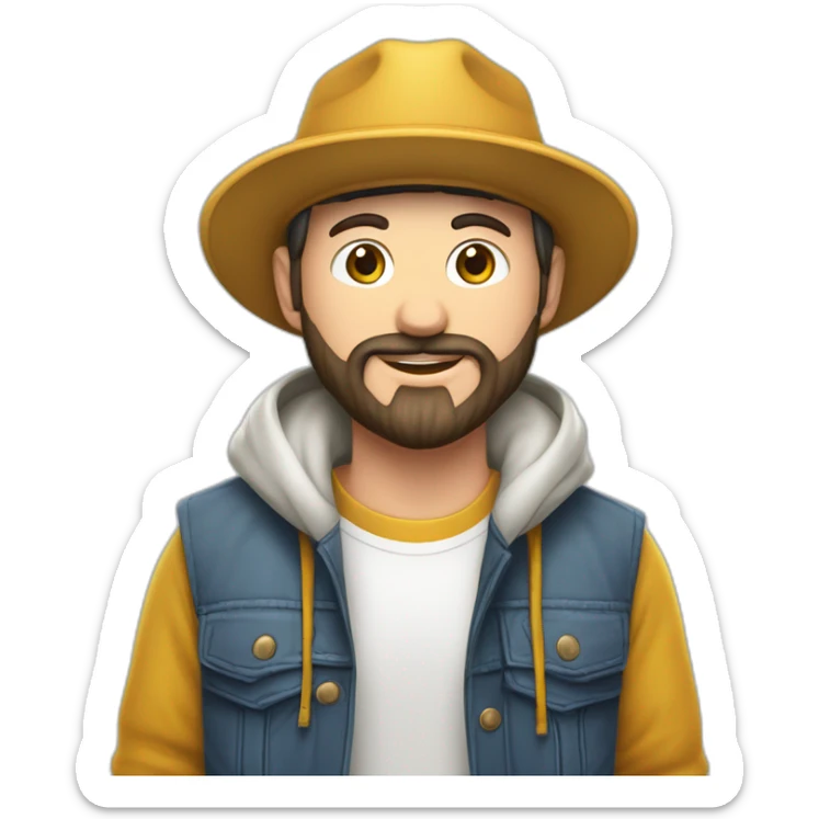 Joven piel blanca gorra levemente gordo con poca barba audífonos de cintilll sticker