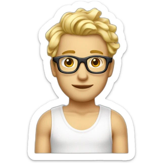 Joli homme blond aux cheveux court et boucles et des lunettes sticker