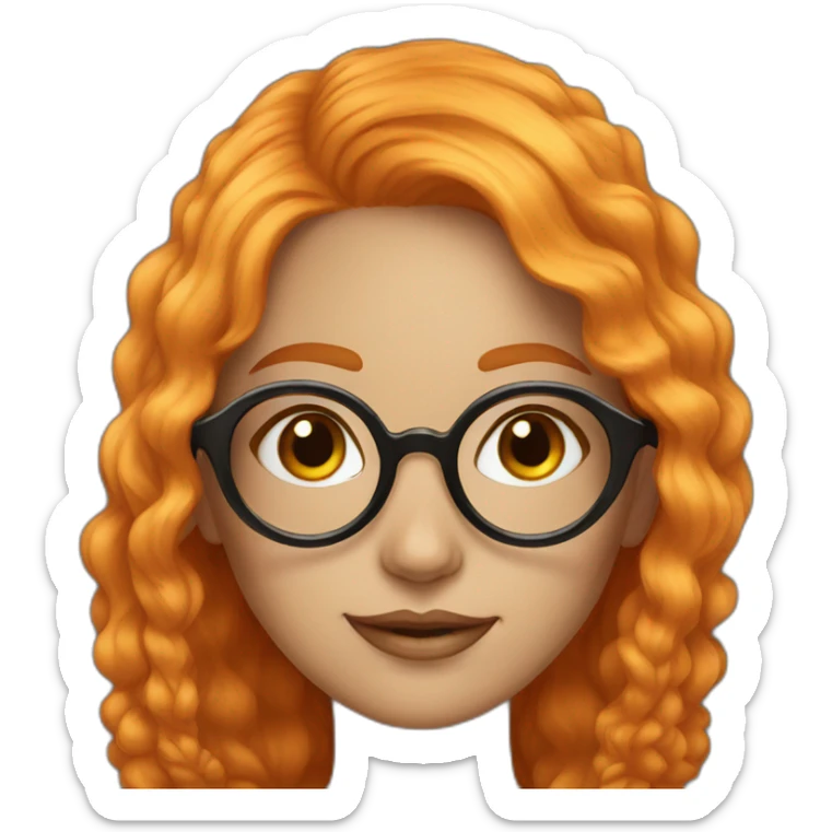 Beautiful girl with orange hair and big golden glasses sticker